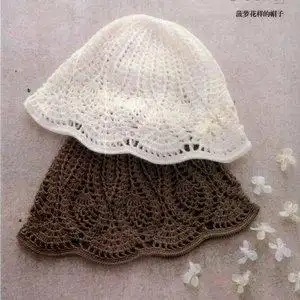 hs01-夏季亚麻线钩针菠萝花瓣帽子女士渔夫帽手工diy材料包送教程