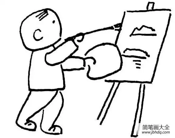 小男孩野外写生简笔画女人画画的简笔画人物简笔画    小朋友们在学校