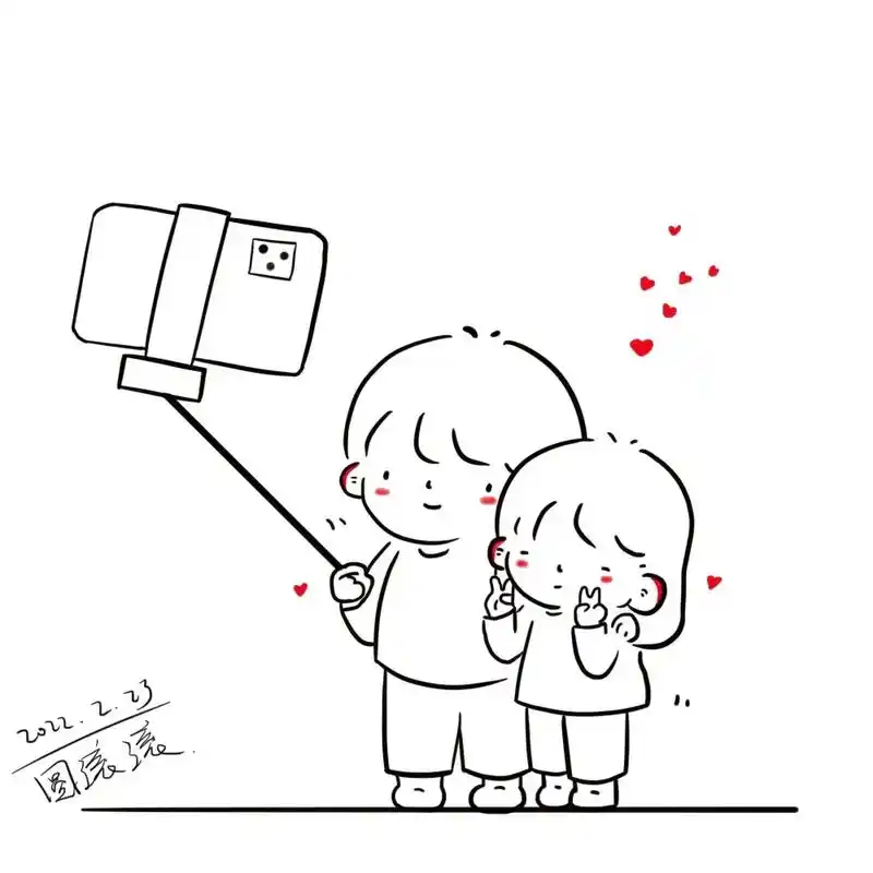 (四)一起自拍#简笔画 - 抖音