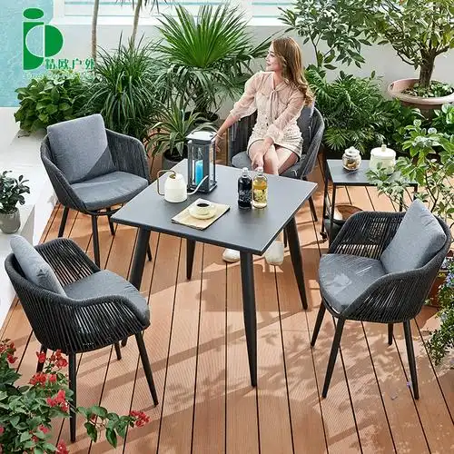 户外桌椅藤椅庭院室外花园北欧休闲组合露台外摆桌阳台小桌椅餐桌