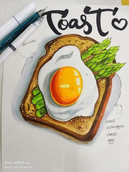 马克笔食物简笔画简单的马卡龙马克笔简笔画手绘教程小清新美食手绘