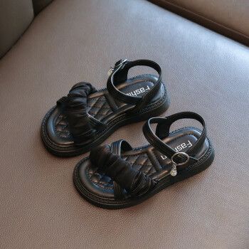 凉鞋夏季儿童公主鞋中大童宝宝洋气单鞋211岁女孩鞋子黑色26码内长约