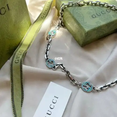 gucci古驰925纯银双g珐琅互扣式复古项链_项链_925纯银_复古_古驰怎么