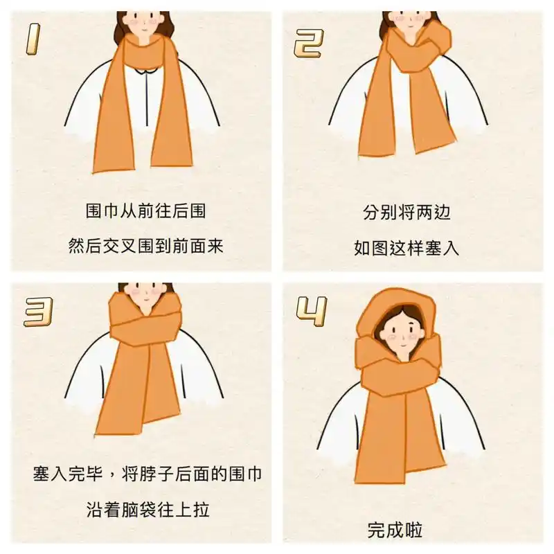 冬天最常用的五种围巾系法图解!随便跟着系出来都是满满的氛围 - 抖音