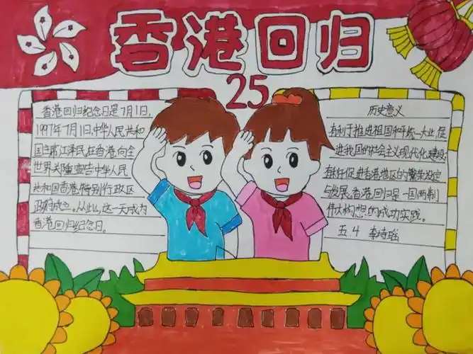 2022香港回归25周年手抄报简单又漂亮