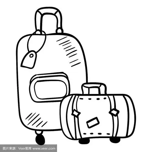 世界旅行旅行箱.涂色页或书.矢量插图.广场组成.矢量设计