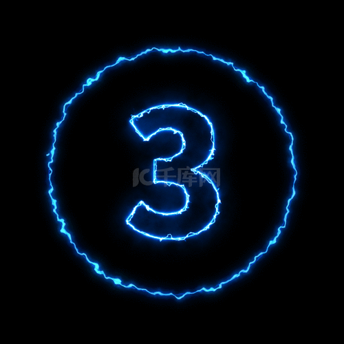 科技蓝色321数字倒计时