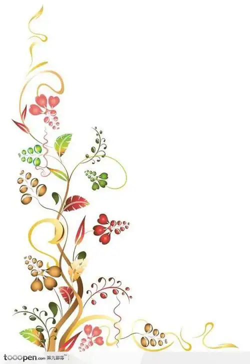 现代精美装饰植物花边矢量素材