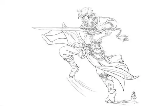 王者荣耀人物线稿李白|插画|商业插画|十八豆子 - 原创作品 - 站酷