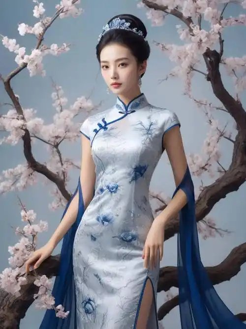 超级模特演绎青花旗袍,东方之美熠熠生辉_文化_历史_传承