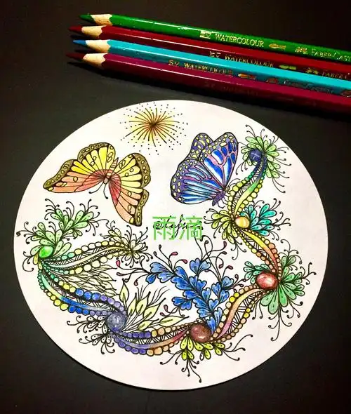 插画 线描 彩色 线条 装饰画 点线面 蝴蝶