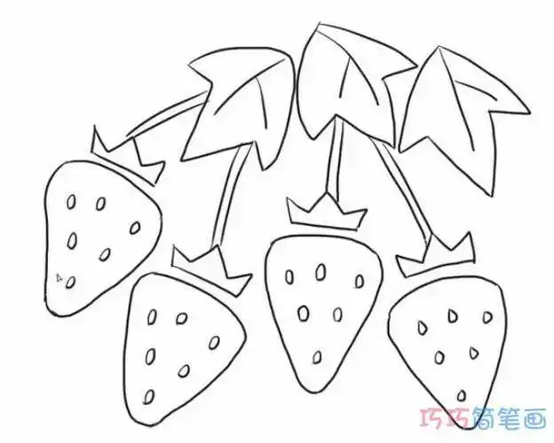 手绘树上草莓怎么画简单漂亮草莓简笔画图片