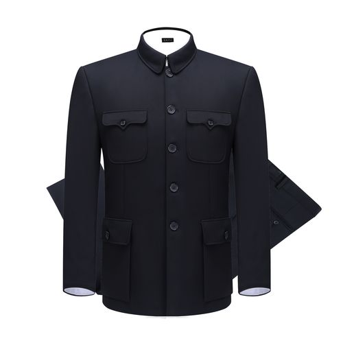 秋冬季中山装套装中老年外套老年人衣服老式中山爸爸中山装