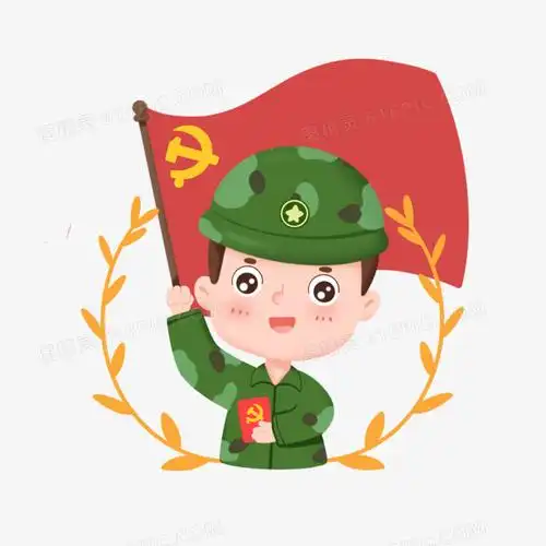 一组卡通q版人物宣誓套图之解放军宣誓免抠素材