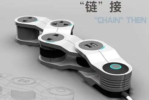 设计师deng kai带来了一款名为链接的模块化插座,与链条的连接方式一