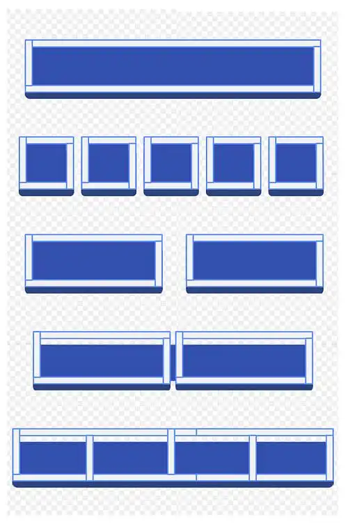简约商务蓝色矩形装饰文本框标题栏免扣元素