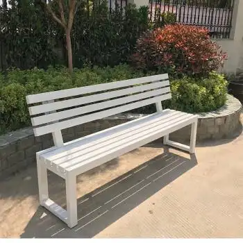 网红白色带靠背长凳全铁艺长条凳公园椅户外长椅庭院长条座椅排椅