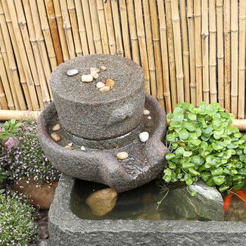 石磨假山石配件流水磨盘民宿景观装饰阳台庭院花园喷泉摆件造景 小