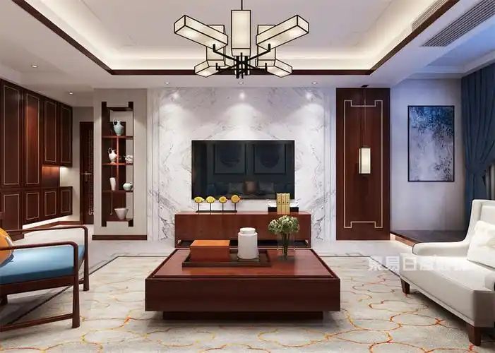 首页 灵感之源 图库列表 新中式-客厅电视背景墙效果图