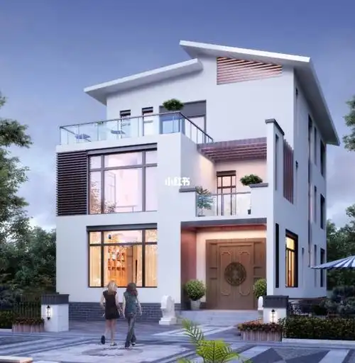 三层现代风格自建房坡屋顶设计