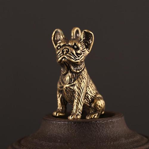 黄铜实心生肖狗钥匙扣挂件纯铜小狗钥匙链吊坠挂饰古玩老铜器