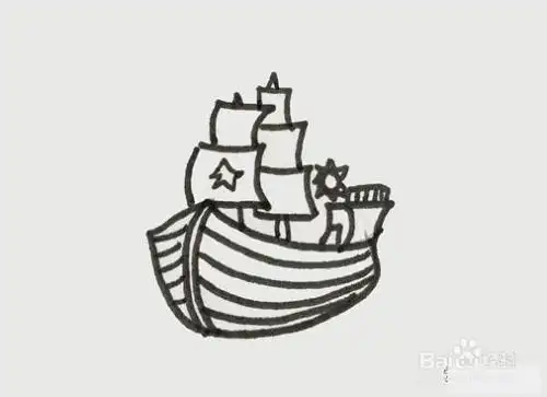 古代的船怎么画简笔画