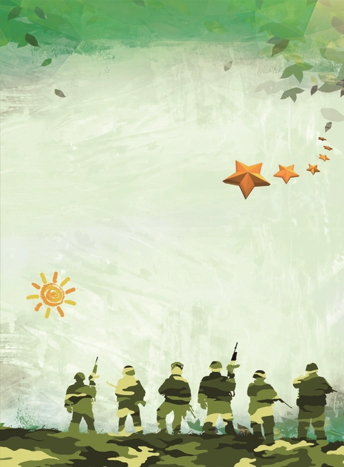 绿色军事化军演剪影庄重肃穆背景素材