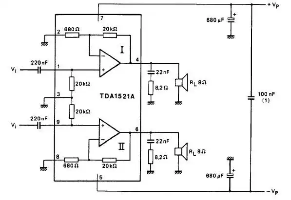自制tda1521功放需要那些元件?要写清楚需要什么型号的元件及大小