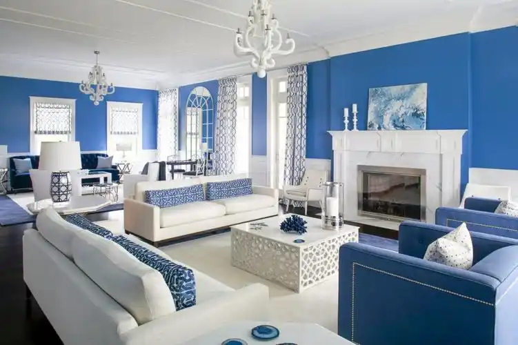 豪华客厅彩色墙面漆装修效果图