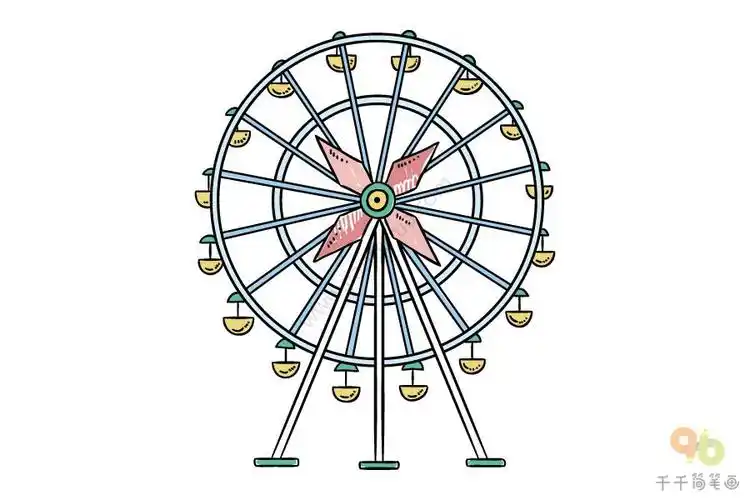 摩天轮手绘卡通简笔画