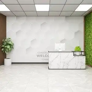 公司吧台美发办公室l尚背景墙几何墙壁纸前台形象3d时墙纸店收