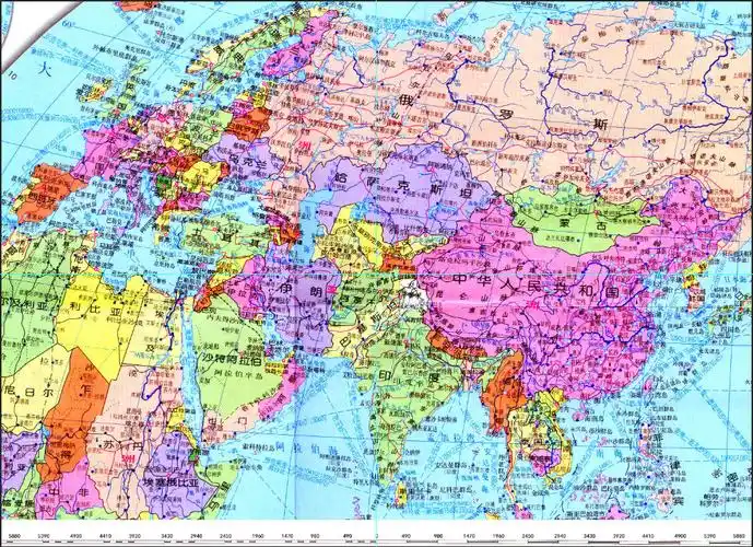 选择包含中国和欧洲的世界地图