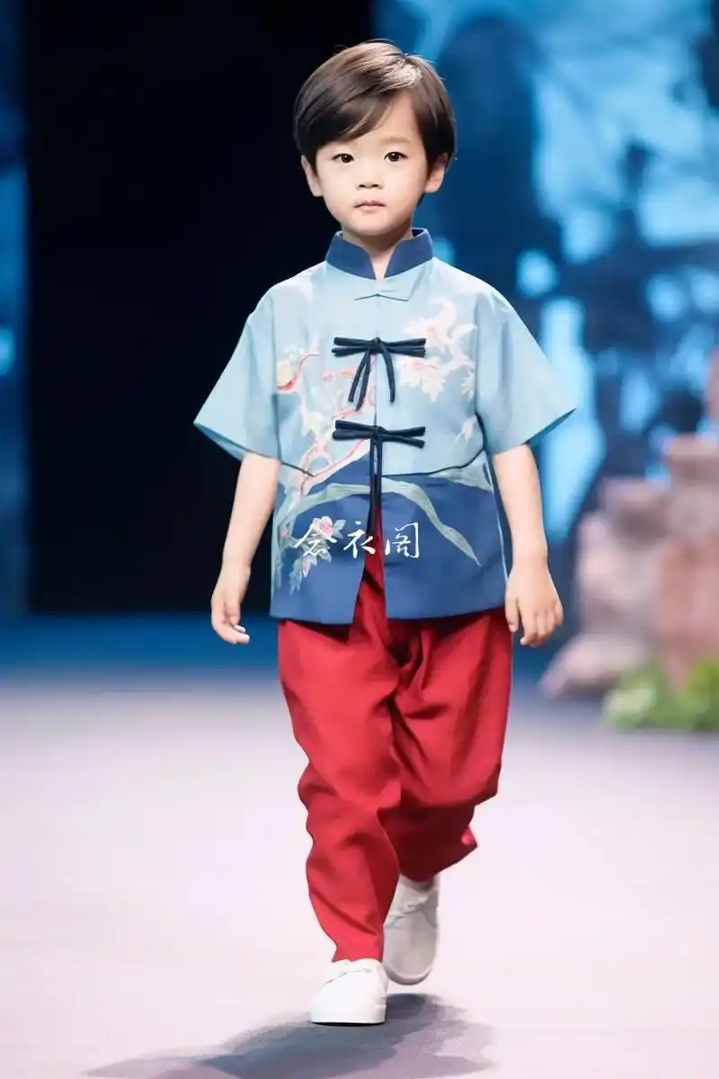 新中式国风改良儿童汉服套装男童.