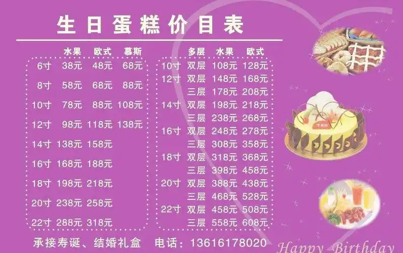 生日蛋糕价目表图片矢量图免费下载(图片编号:1349604)_六图网16pic.