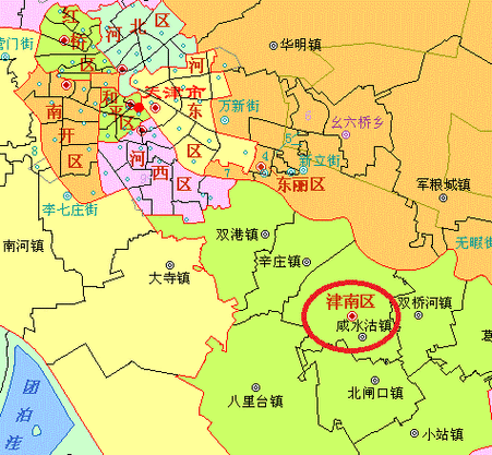 天津市的行政区划地图