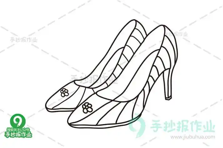 儿童简笔画公主高跟鞋怎么画