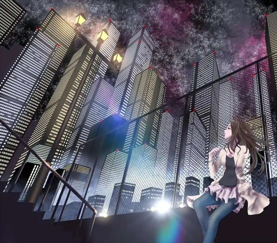 动漫风景壁纸插画分享——灯火阑珊的城市夜色