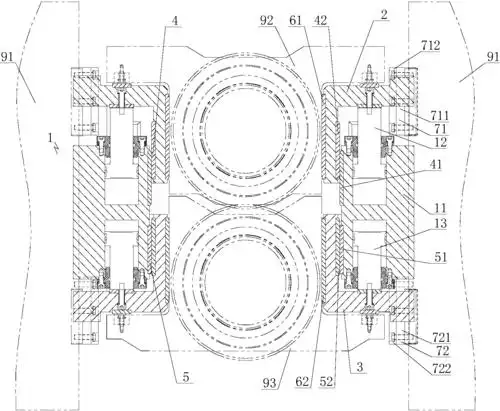 cn106670236b_板带轧机双重导向工作辊弯辊及平衡装置有效