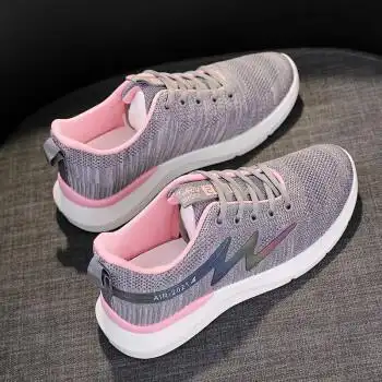 运动鞋女软底轻便跑步鞋春季新款学生飞织透气网面女鞋灰色37