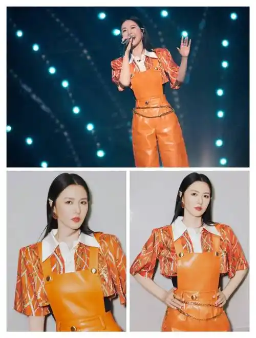 2022夏季的温暖橙色,谭维维,宋妍霏和王霏霏的时尚穿搭_颜色_对比
