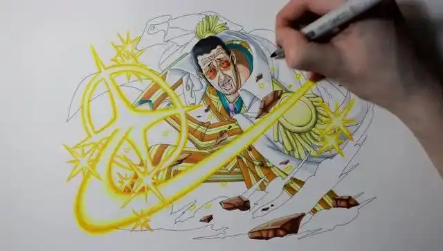 海贼王 黄猿大将 马克笔动漫人物上色插画手绘教程