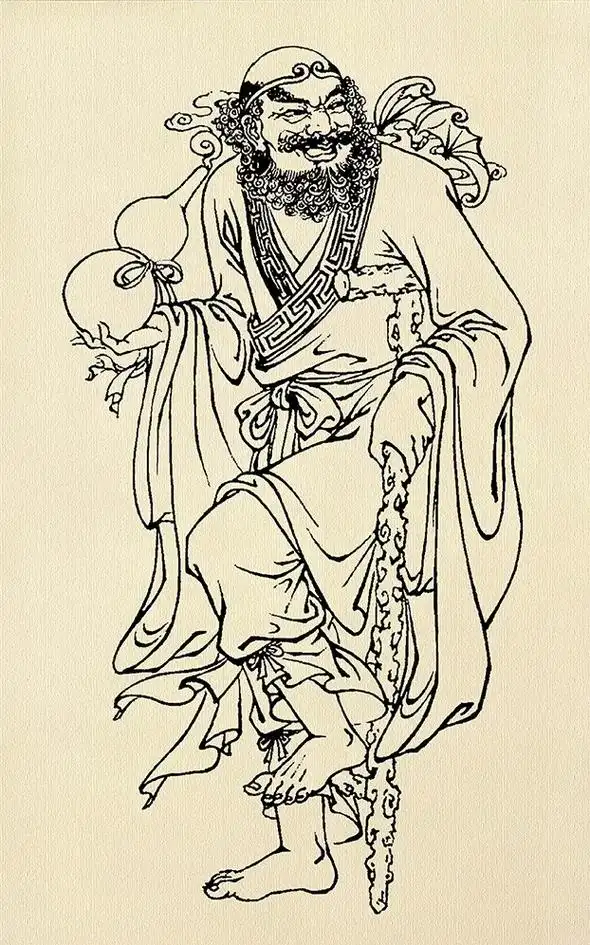 当代梁启德先生白描八仙图