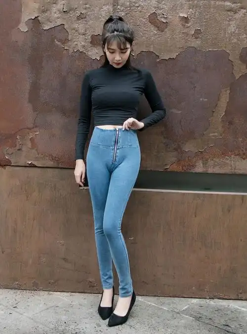 苍染高腰蜜桃臀牛仔裤提臀美臀翘臀裤弹力运动裤心机丰满臀部紧身裤