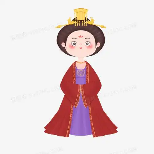 手绘卡通q版武则天人物形象素材