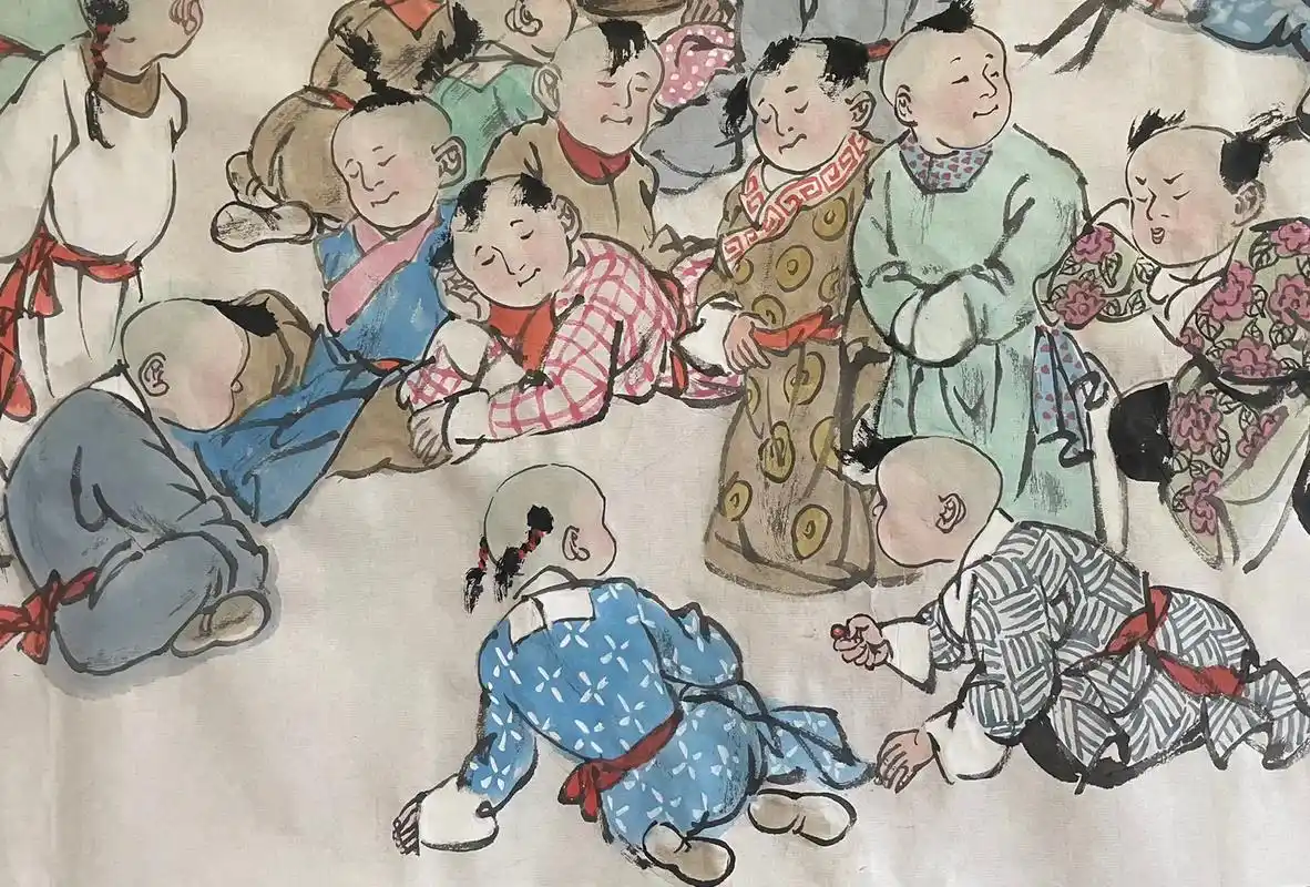 童子图#写意国画 - 抖音