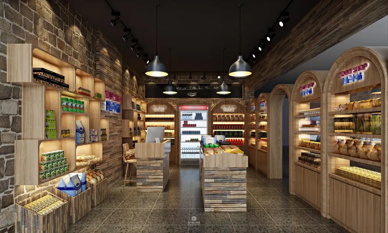 进口食品店铺装修效果图,让你一目了然!