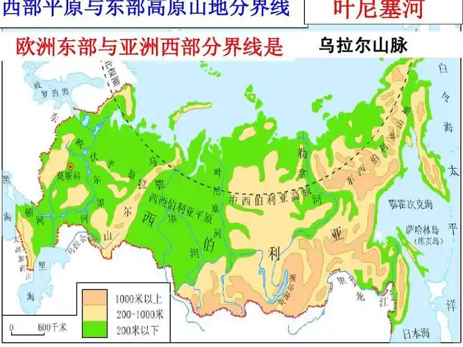 高原山地分界线 欧洲东部与亚洲西部分界线是 叶尼塞河 乌拉尔山脉