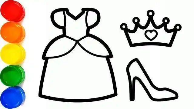 6种不同公主裙的儿童简笔画素材,初学者,简单实用这是一组裙子简笔画