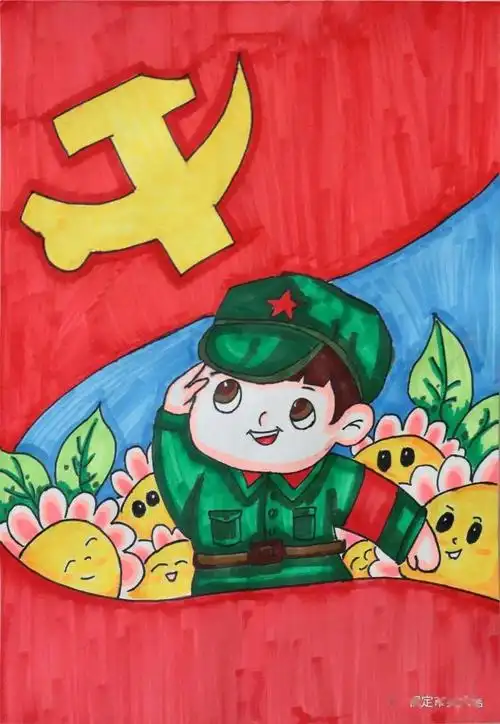 周年现场绘画比赛作品儿童画传承红色文化绥阳镇第一小学传承红色基因