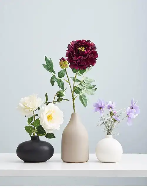 ins白色陶瓷花瓶摆件客厅创意插花小瓷瓶餐桌干花装饰品组合9